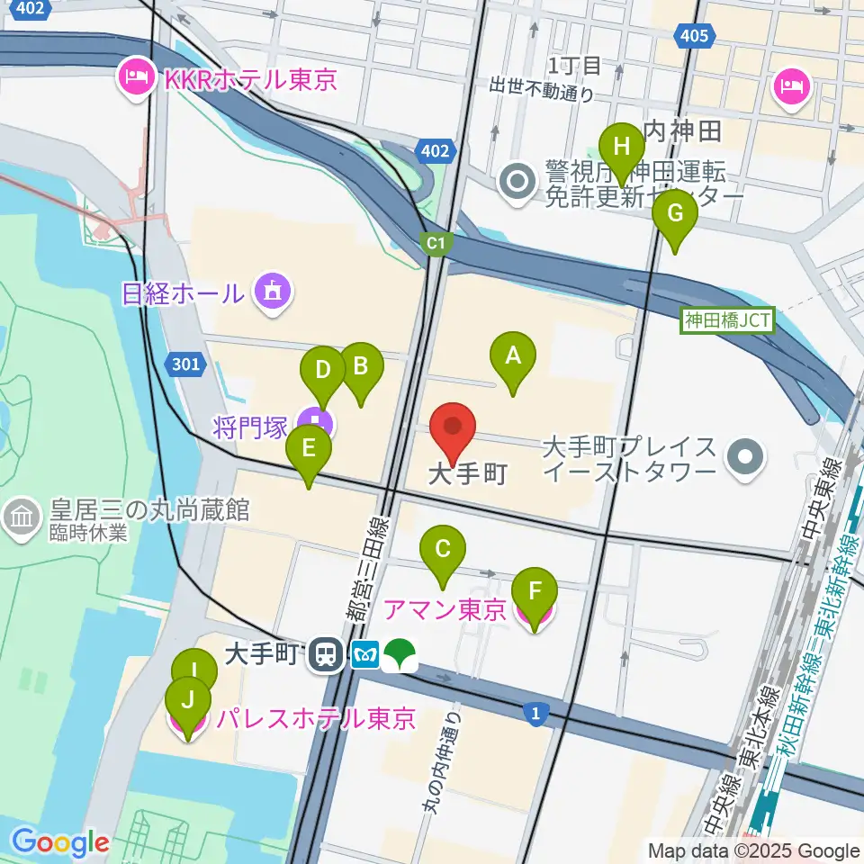 よみうり大手町ホール周辺のホテル一覧地図