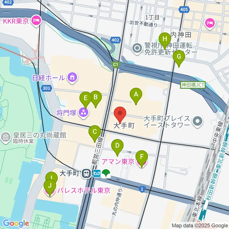 よみうり大手町ホール周辺のホテル一覧地図