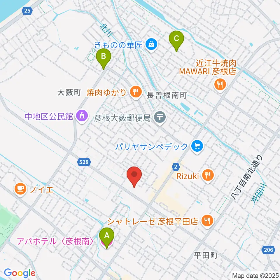 彦根COCOZA周辺のホテル一覧地図