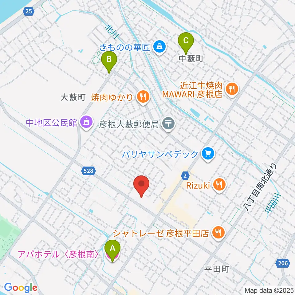 彦根COCOZA周辺のホテル一覧地図