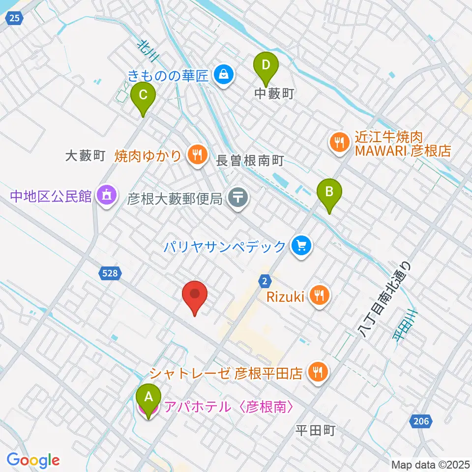 彦根COCOZA周辺のホテル一覧地図