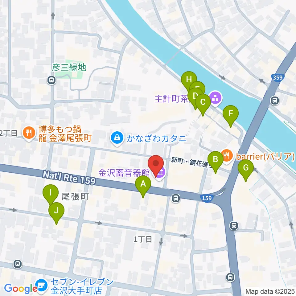 金沢蓄音器館周辺のホテル一覧地図
