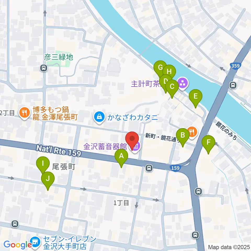 金沢蓄音器館周辺のホテル一覧地図