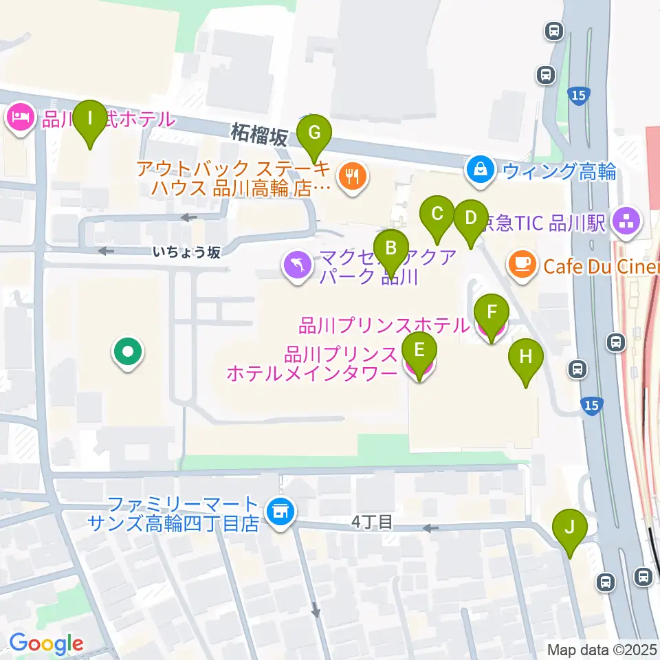 プリンスホール周辺のホテル一覧地図