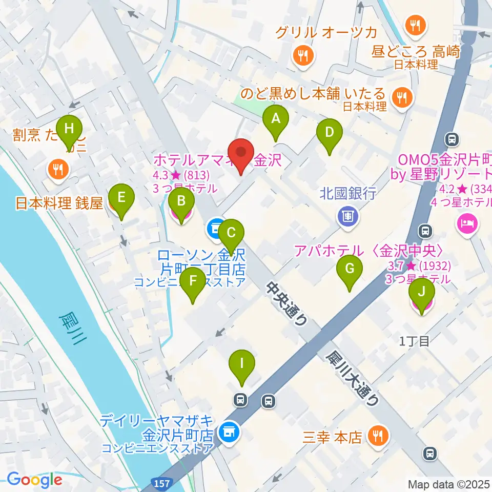 金沢ジェラスガイ周辺のホテル一覧地図