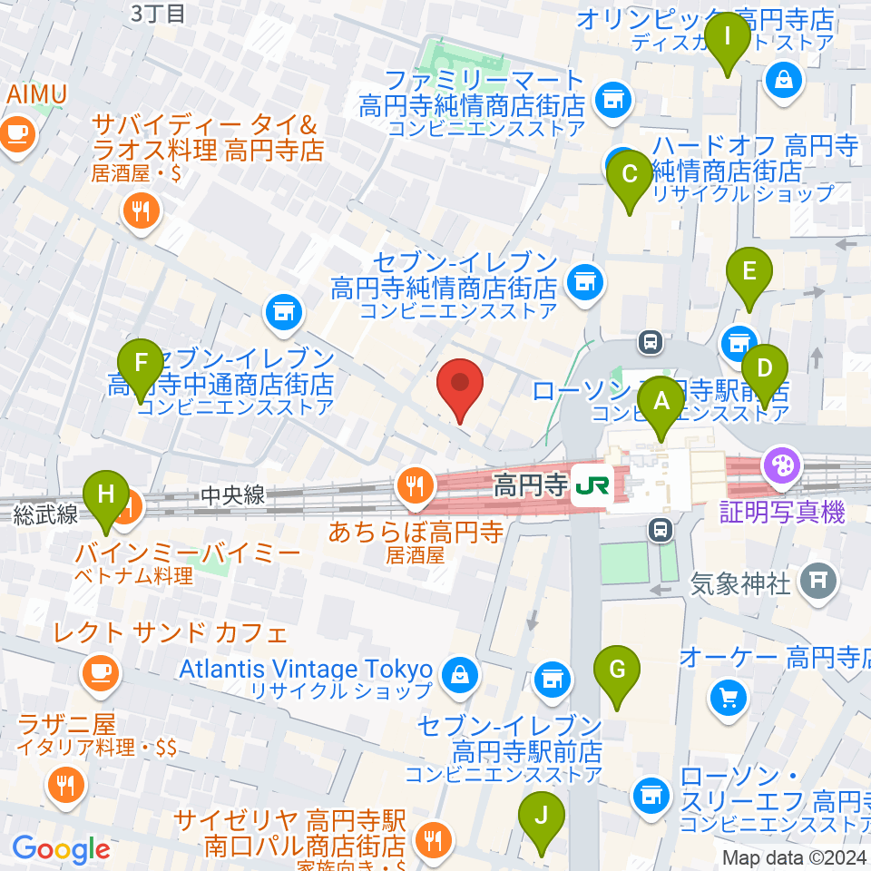 高円寺Club ROOTS！周辺のホテル一覧地図