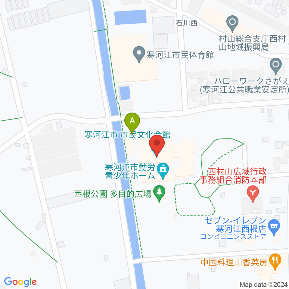 寒河江市市民文化会館周辺のホテル一覧地図