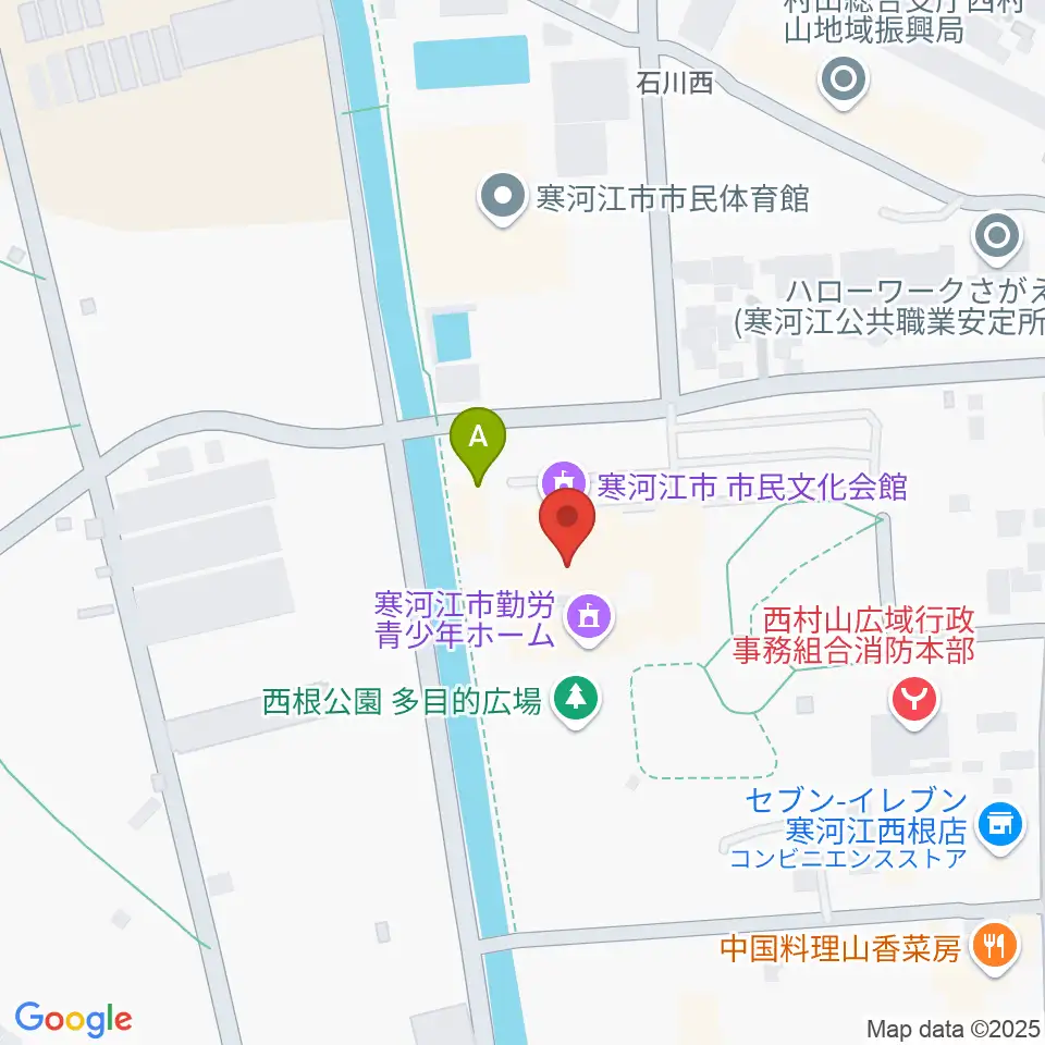 寒河江市市民文化会館周辺のホテル一覧地図