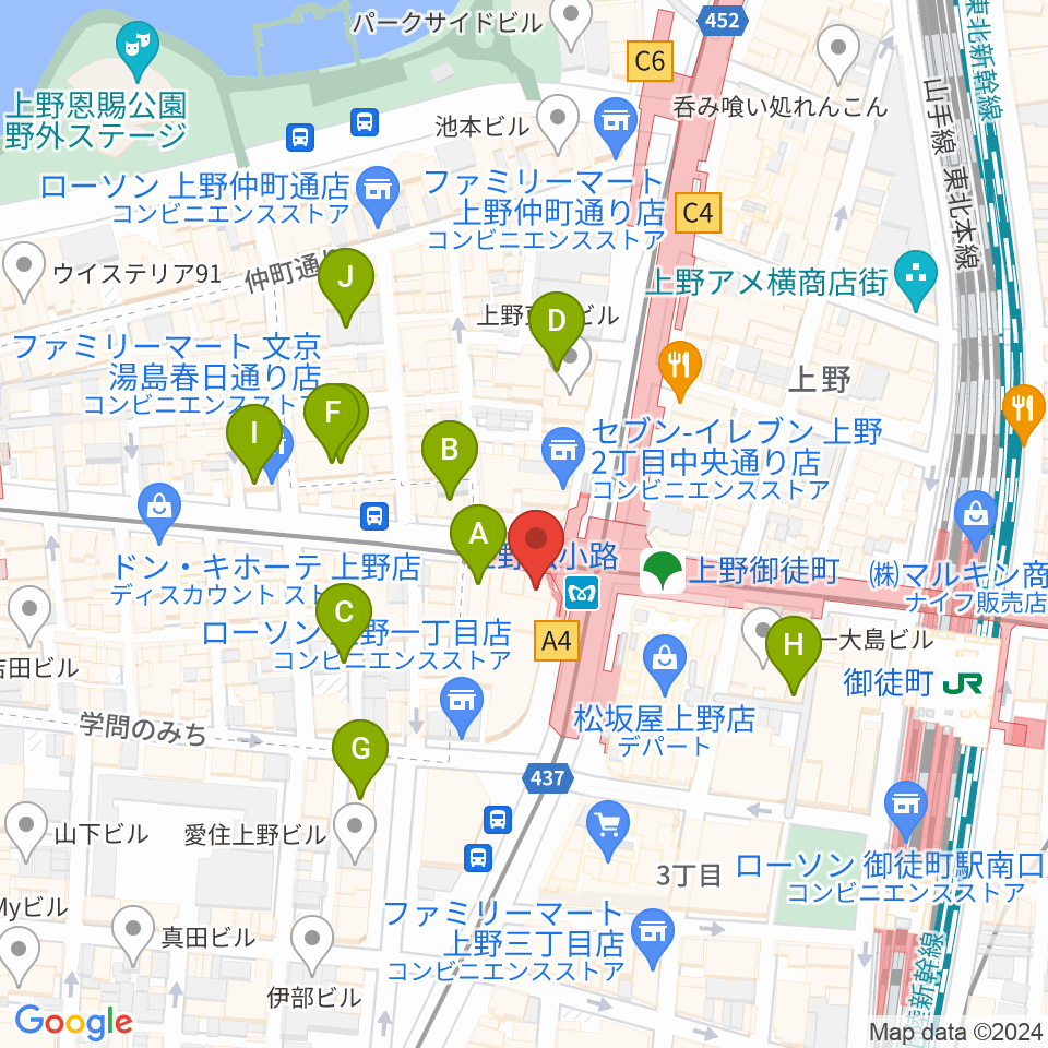 お江戸上野広小路亭周辺のホテル一覧地図