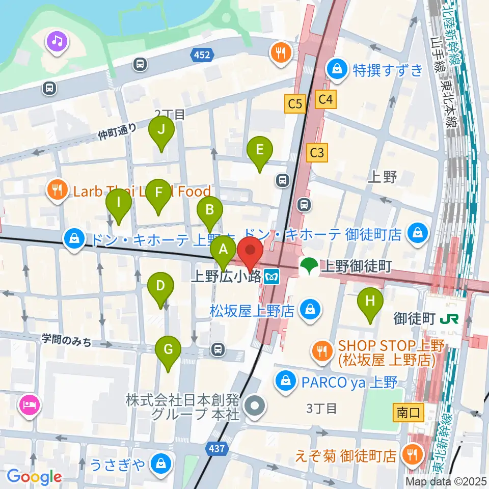 お江戸上野広小路亭周辺のホテル一覧地図