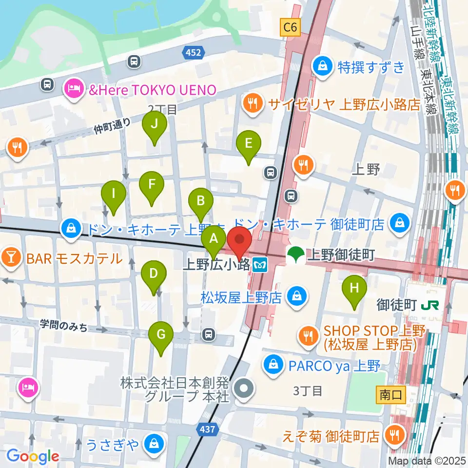 お江戸上野広小路亭周辺のホテル一覧地図