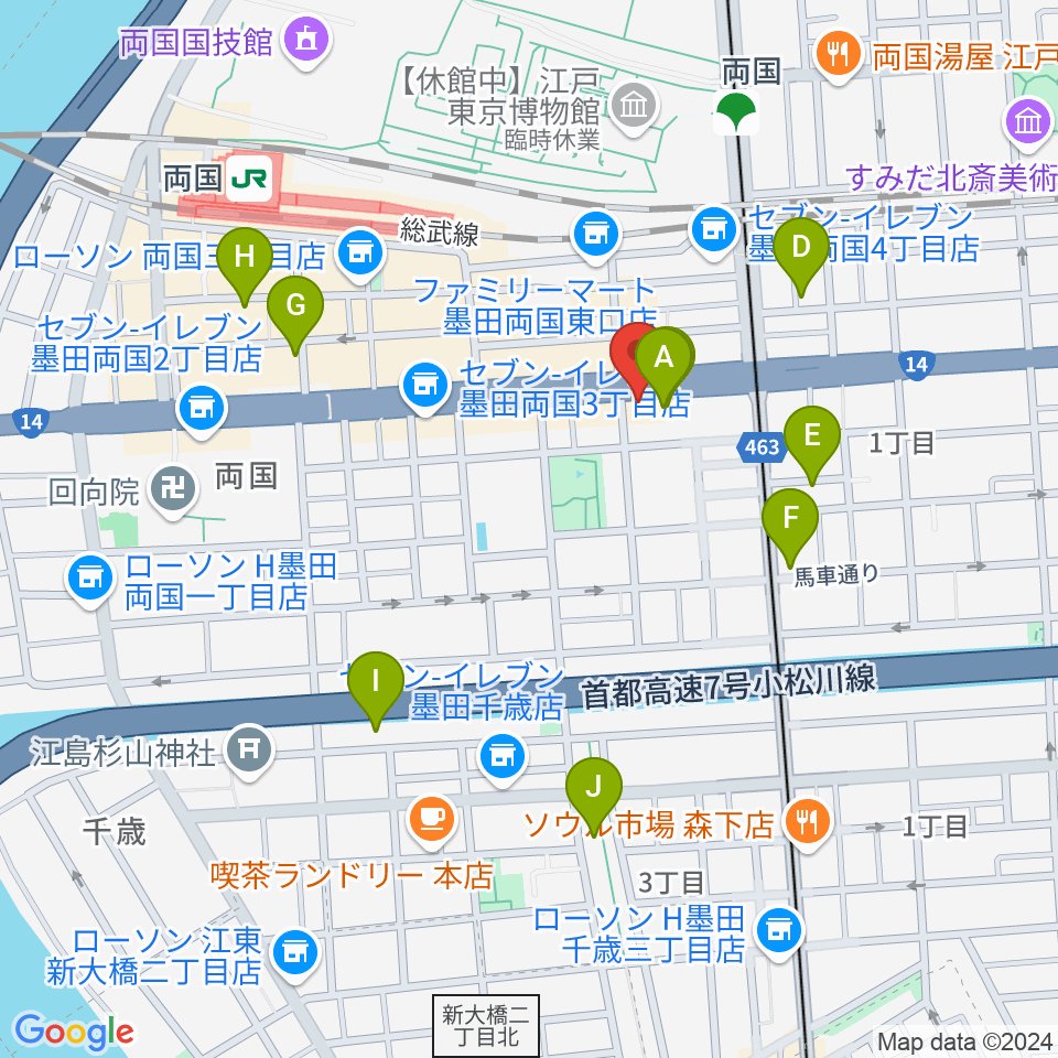 お江戸両国亭周辺のホテル一覧地図