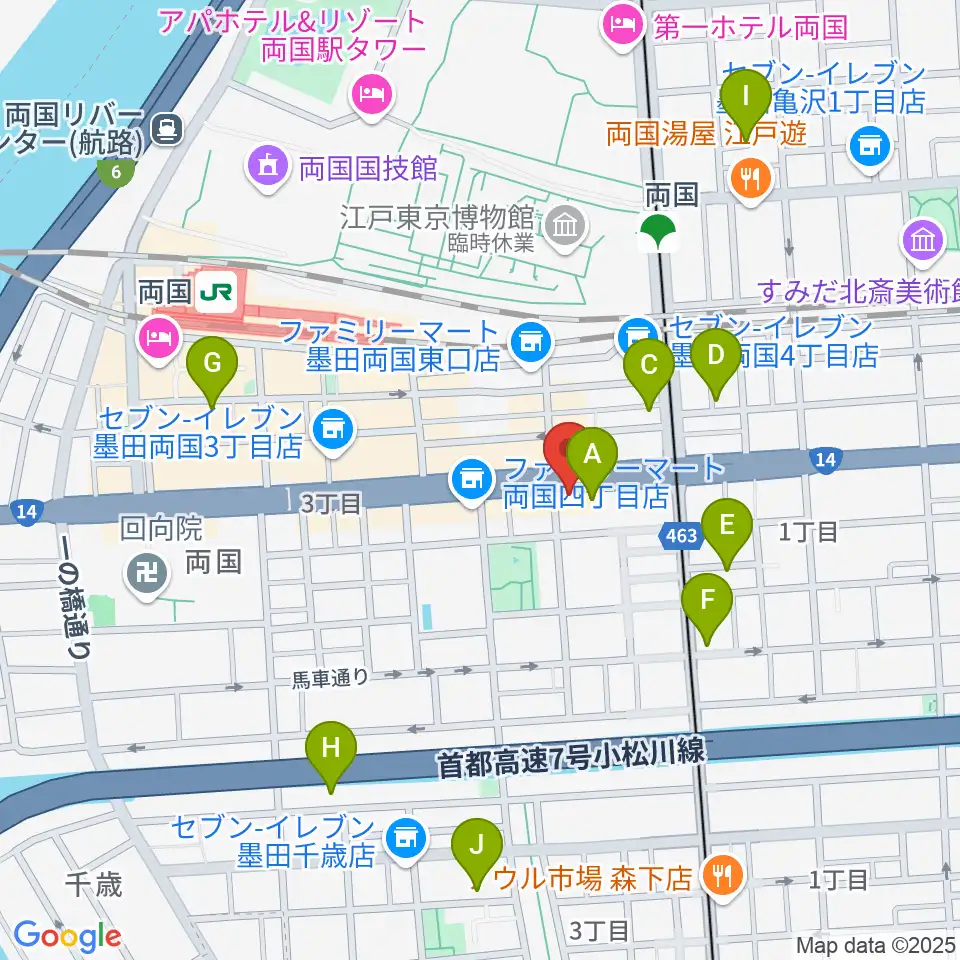 お江戸両国亭周辺のホテル一覧地図