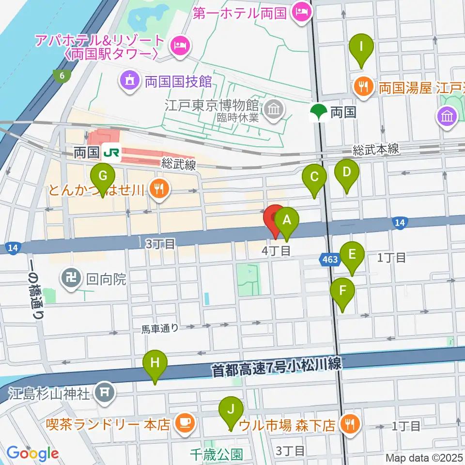 お江戸両国亭周辺のホテル一覧地図