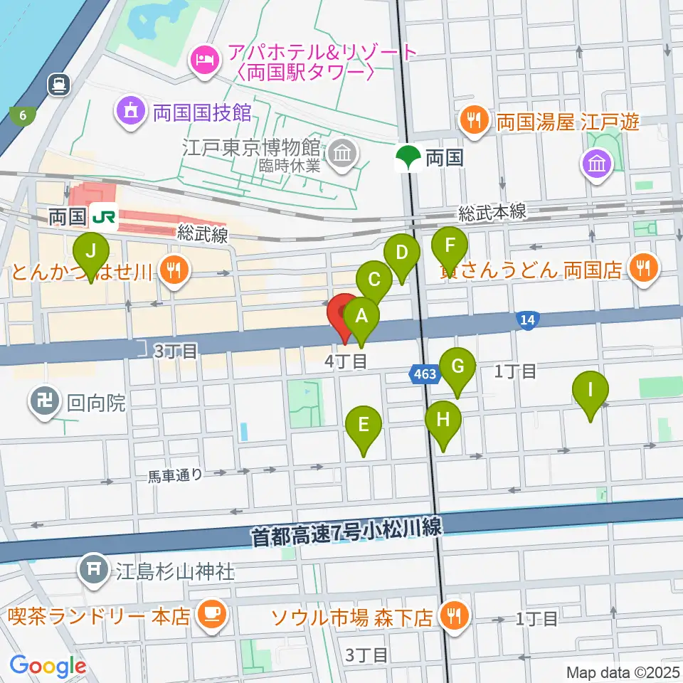 お江戸両国亭周辺のホテル一覧地図