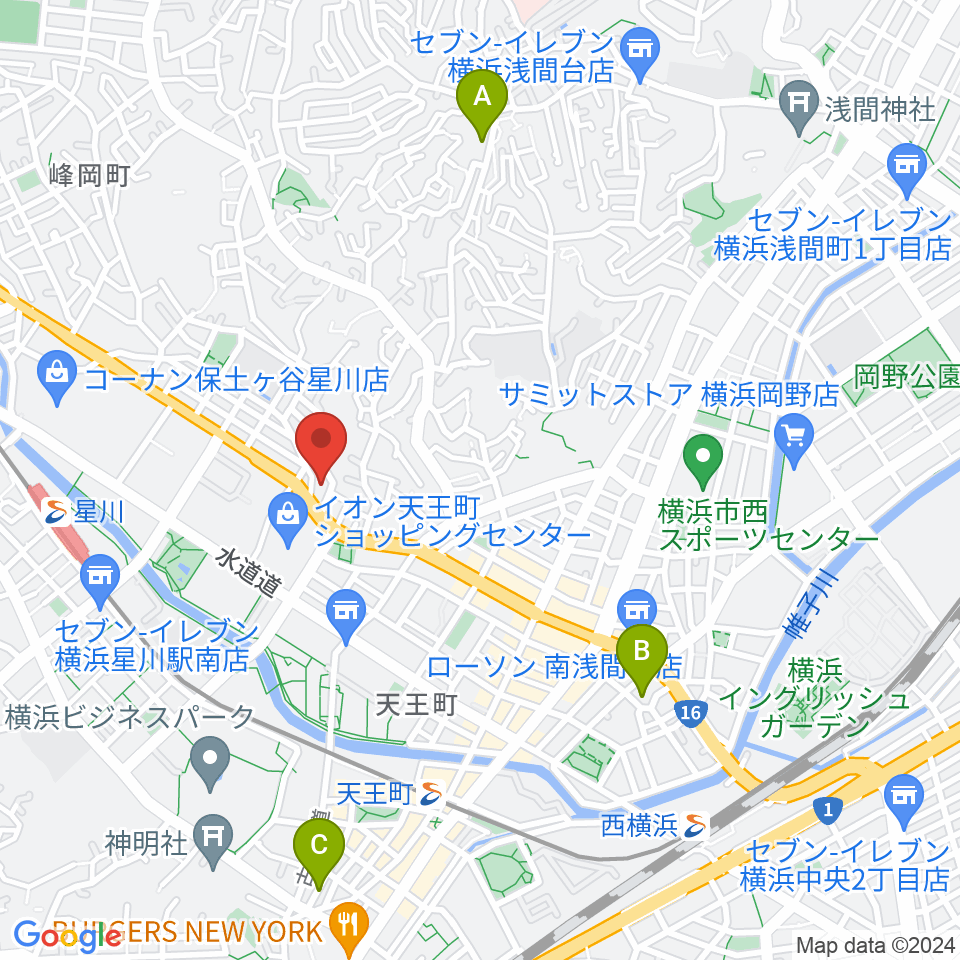 横浜峰岡ピアノ調律周辺のホテル一覧地図