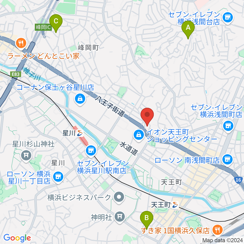 横浜峰岡ピアノ調律周辺のホテル一覧地図