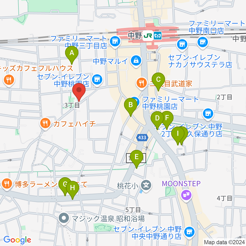 中野ザ・ポケット周辺のホテル一覧地図