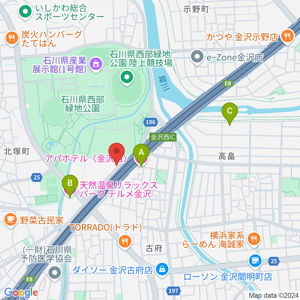 メロメロポッチ周辺のホテル一覧地図