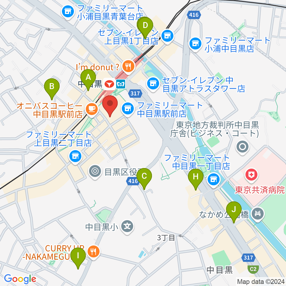 中目黒GTプラザホール周辺のホテル一覧地図