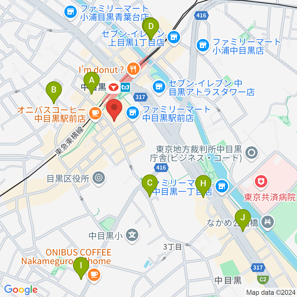 中目黒GTプラザホール周辺のホテル一覧地図