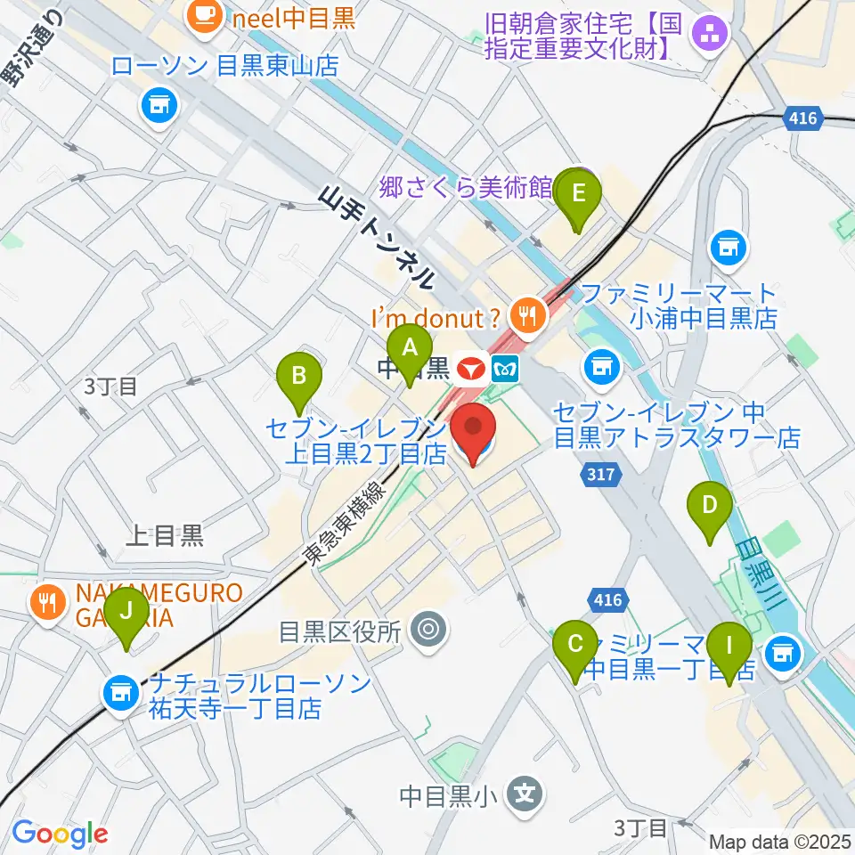中目黒GTプラザホール周辺のホテル一覧地図