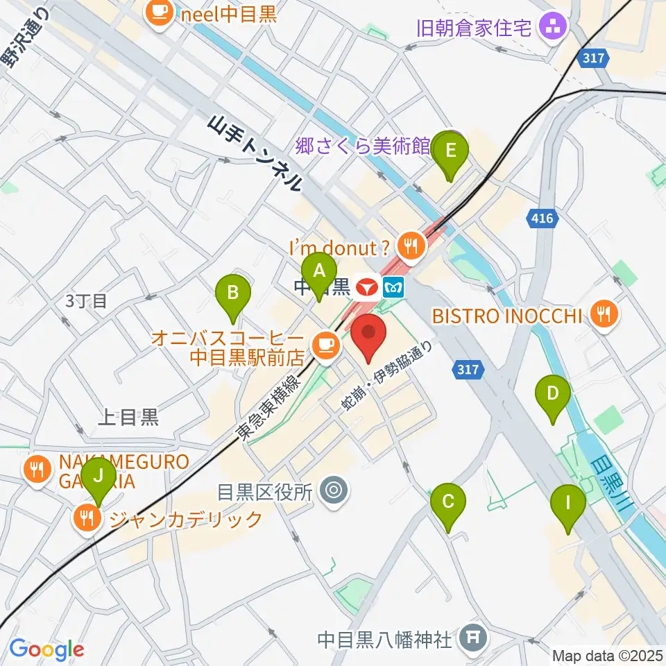 中目黒GTプラザホール周辺のホテル一覧地図