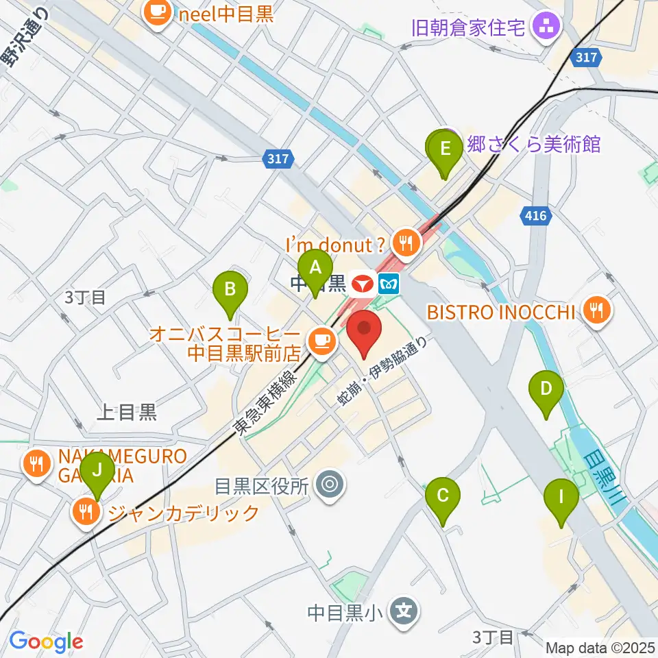 中目黒GTプラザホール周辺のホテル一覧地図