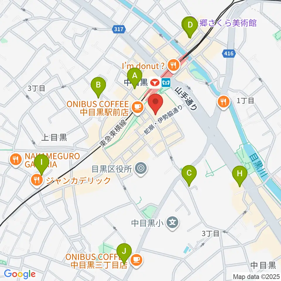 中目黒GTプラザホール周辺のホテル一覧地図