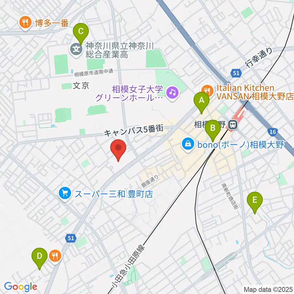 相模原南市民ホール周辺のホテル一覧地図
