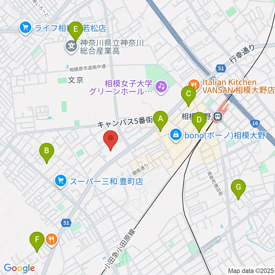 相模原南市民ホール周辺のホテル一覧地図