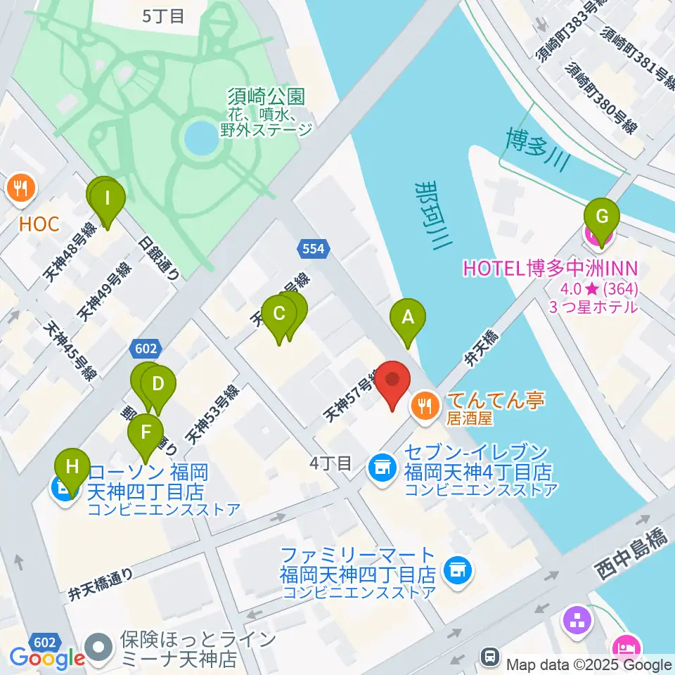 セブンカラーズアーティスト福岡天神校周辺のホテル一覧地図