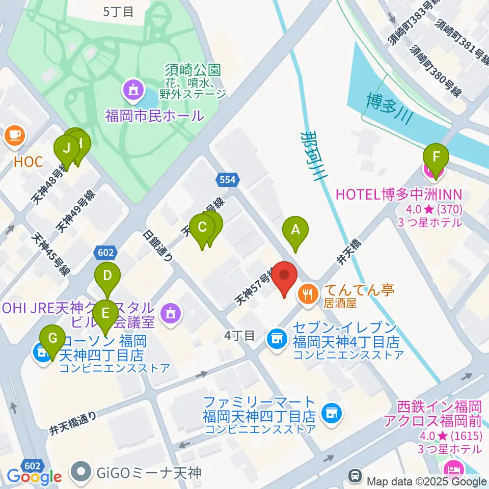 セブンカラーズアーティスト福岡天神校周辺のホテル一覧地図