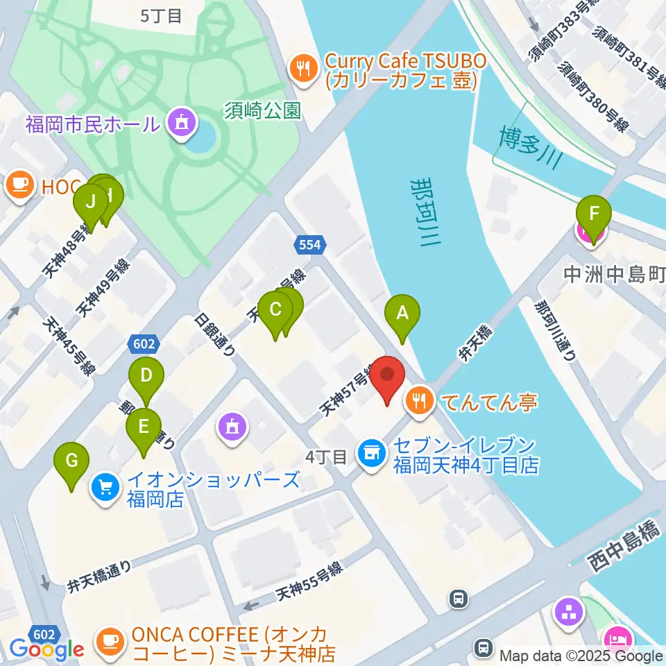 セブンカラーズアーティスト福岡天神校周辺のホテル一覧地図