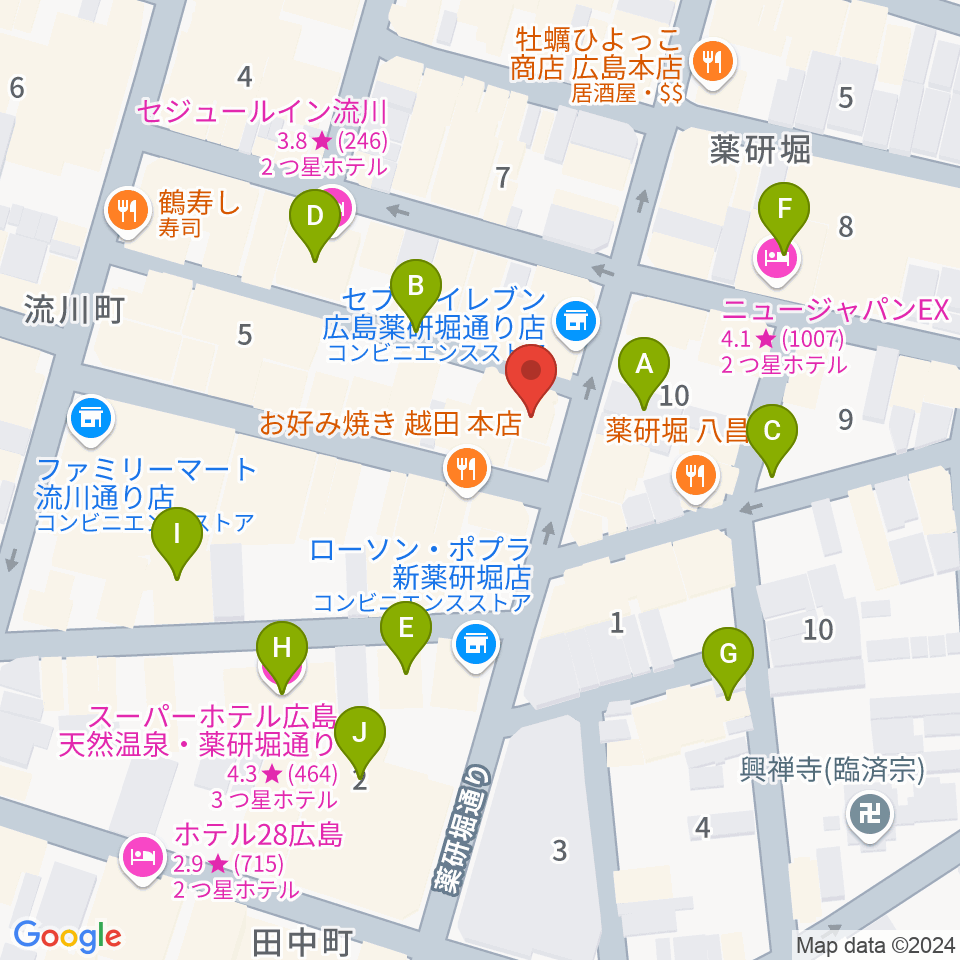 クラブクリーム広島周辺のホテル一覧地図