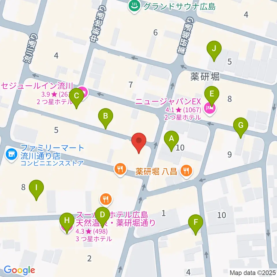 クラブクリーム広島周辺のホテル一覧地図