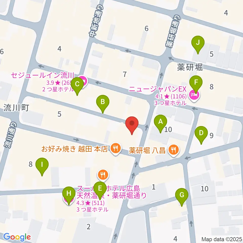 クラブクリーム広島周辺のホテル一覧地図