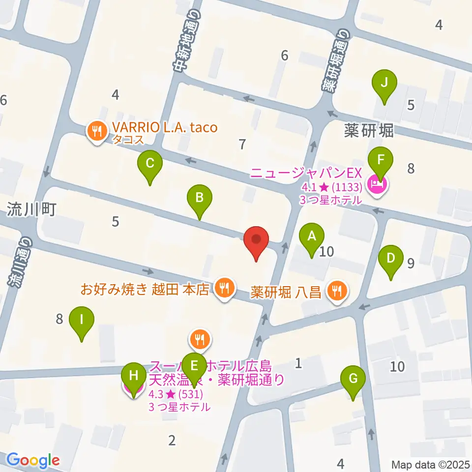 クラブクリーム広島周辺のホテル一覧地図