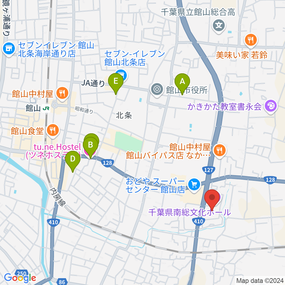 千葉県南総文化ホール周辺のホテル一覧地図