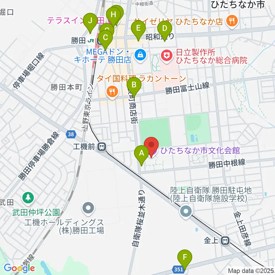 ひたちなか市文化会館周辺のホテル一覧地図