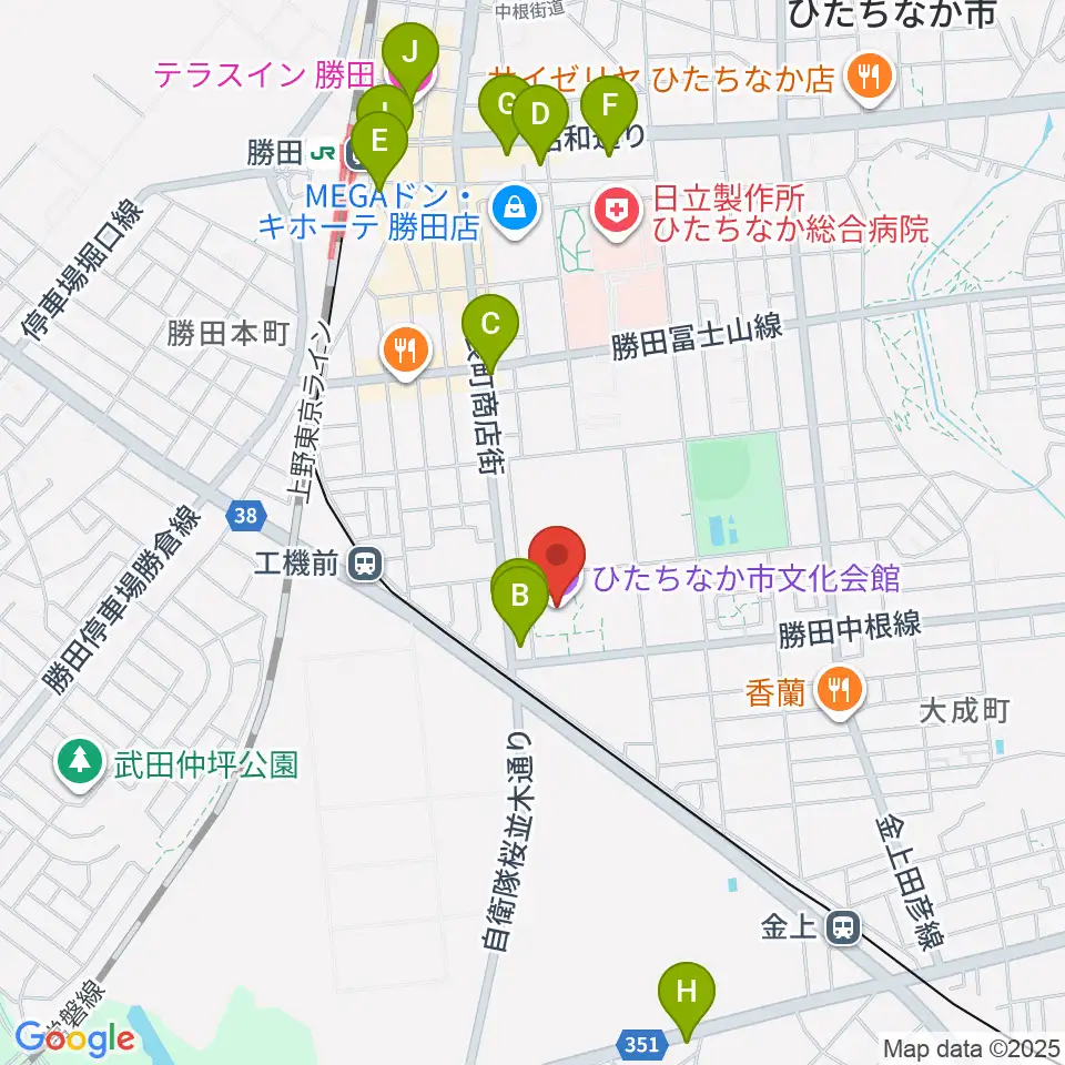 ひたちなか市文化会館周辺のホテル一覧地図