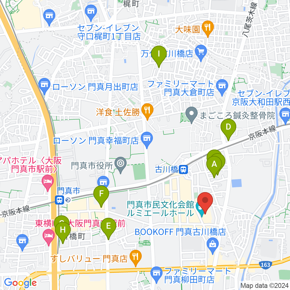 ルミエールホール（門真市民文化会館）周辺のホテル一覧地図