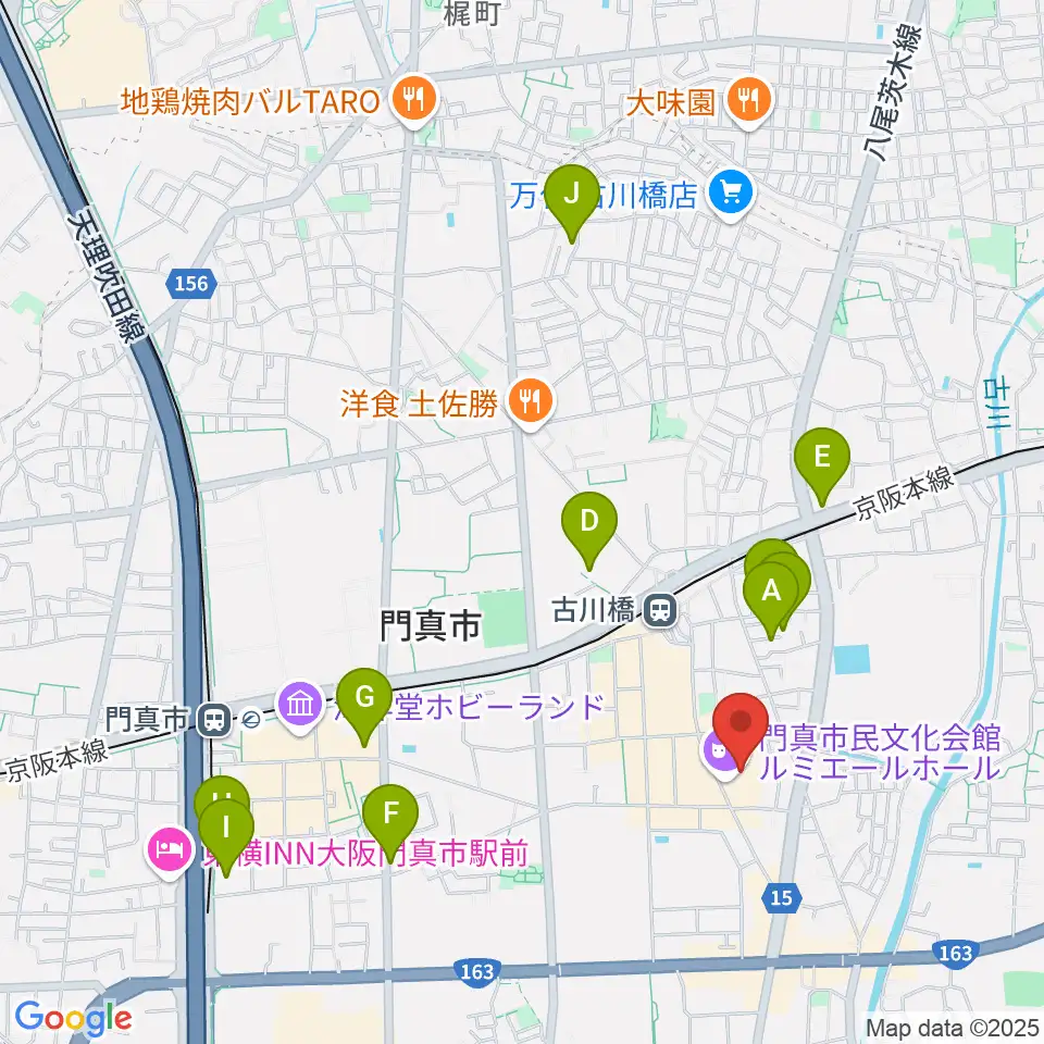 門真市民文化会館 ルミエールホール周辺のホテル一覧地図