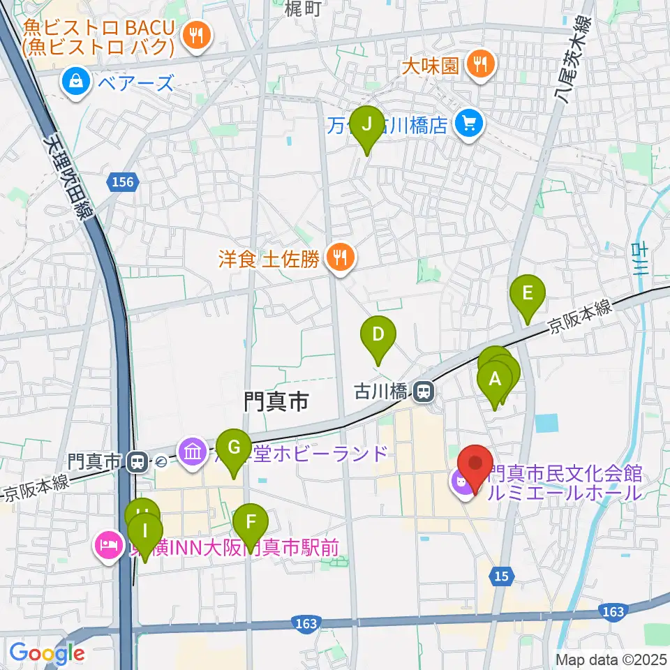 門真市民文化会館 ルミエールホール周辺のホテル一覧地図
