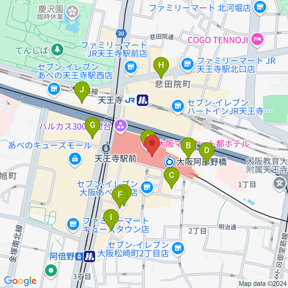 近鉄アート館周辺のホテル一覧地図