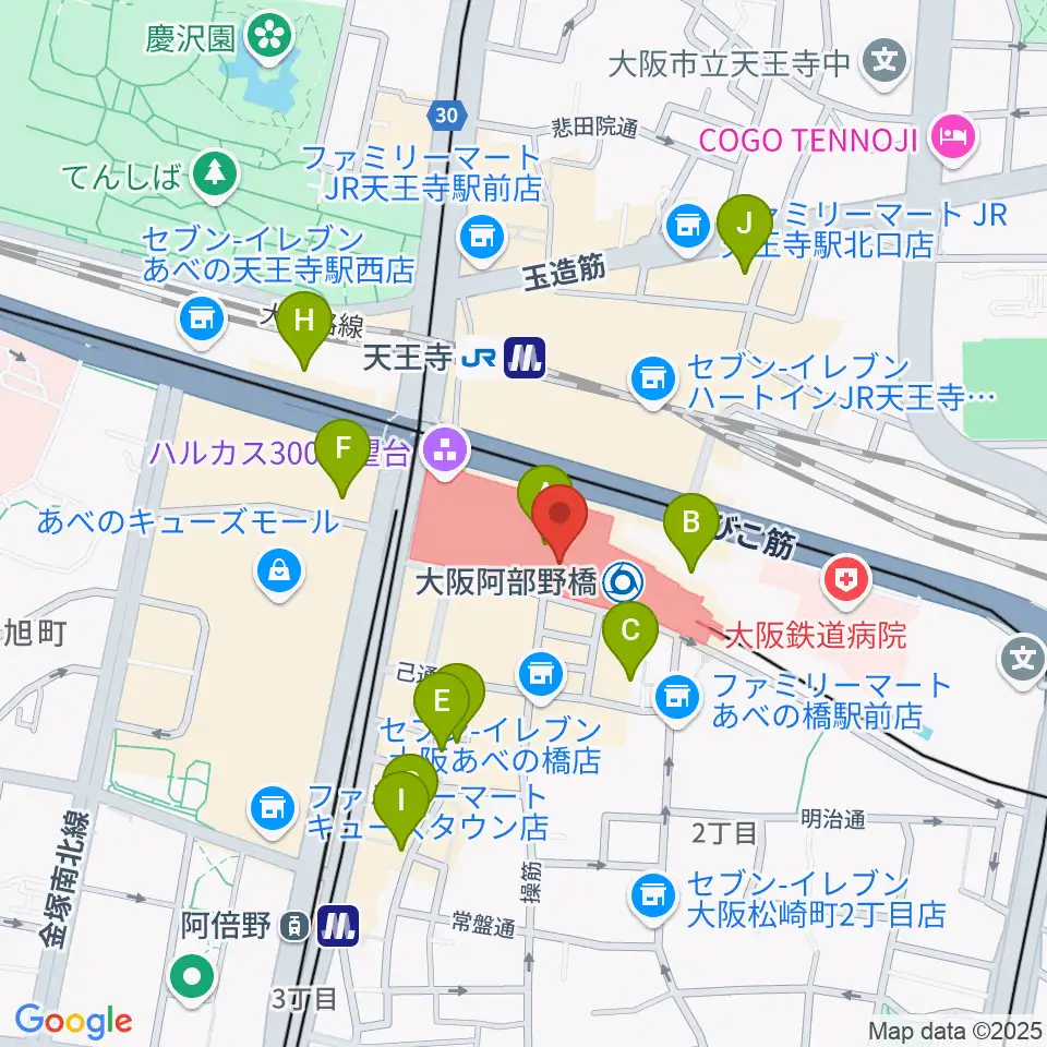 近鉄アート館周辺のホテル一覧地図