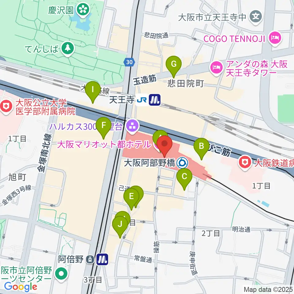 近鉄アート館周辺のホテル一覧地図