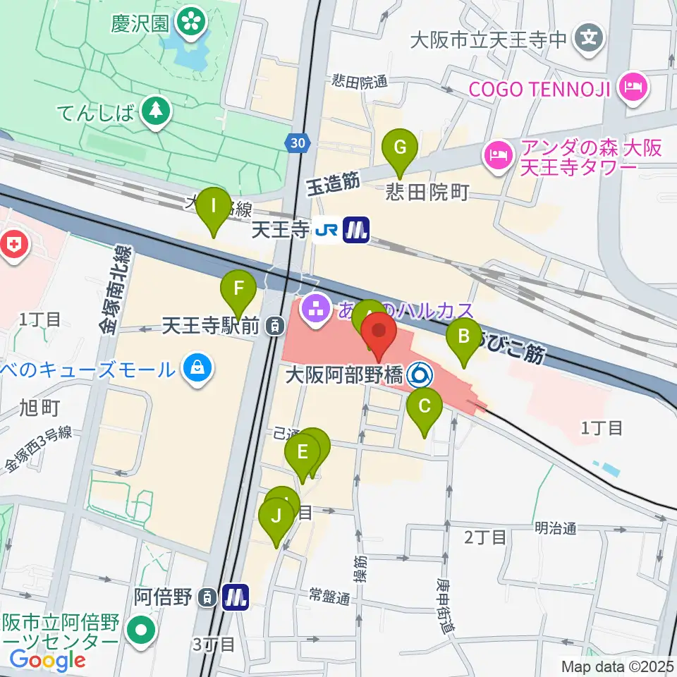 近鉄アート館周辺のホテル一覧地図