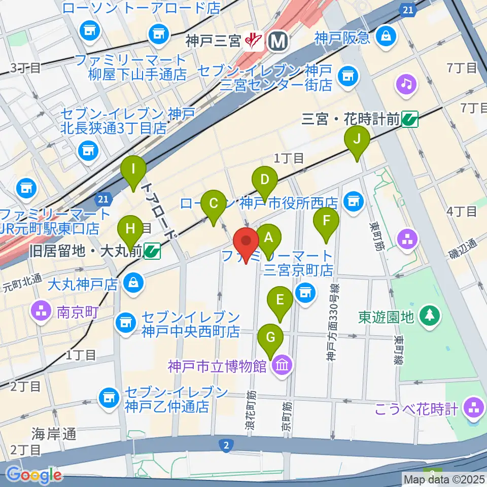 神戸朝日ホール周辺のホテル一覧地図