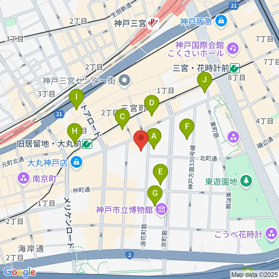 神戸朝日ホール周辺のホテル一覧地図